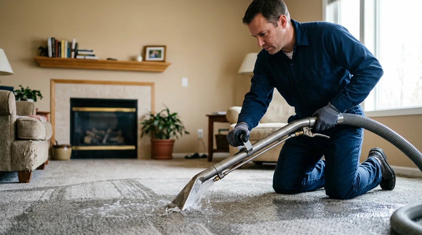 Water damage restoration technician working near Half Way, MO